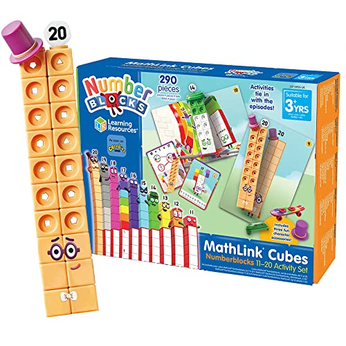 Learning Resources- Set 11 al 20, 30 Actividades relacionadas con los episodios de la Serie, 155 Cubos MathLink Numberblocks y más, 3+ años, Multicolor (LSP0950-UK)