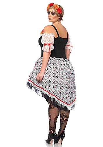 Leg Avenue- X Multi-Colour Sugar Skull Senorita Fancy Dress Costume (1X-Large-2X-Large/UK 18-22, 2-Piece) Mujer, Multicolor, Talla Plus 1X/2X (EUR 46-50) (85557X)