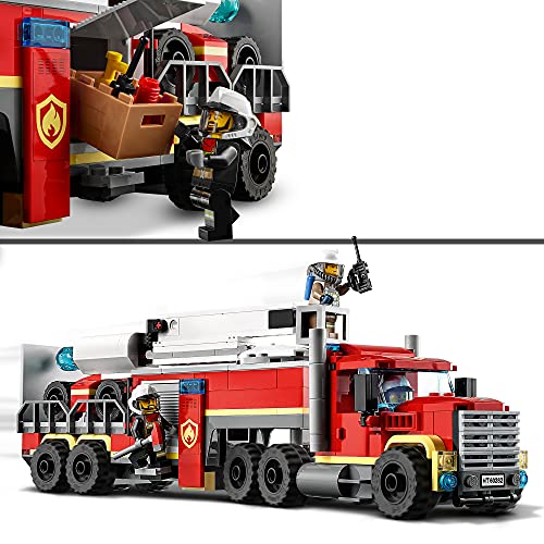 LEGO 60282 City Unidad de Control de Incendios con Camión de Bomberos de Juguete, para Niños de 6 Años, Idea de Regalo