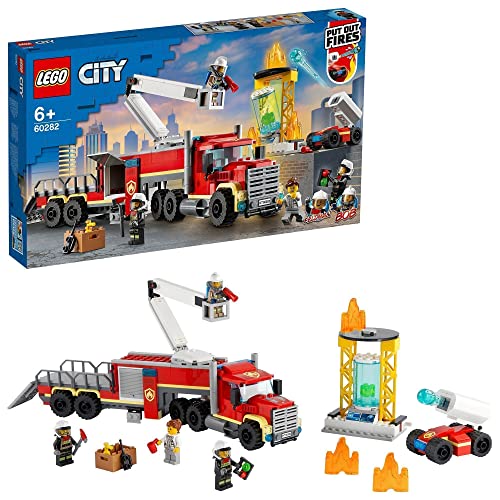 LEGO 60282 City Unidad de Control de Incendios con Camión de Bomberos de Juguete, para Niños de 6 Años, Idea de Regalo