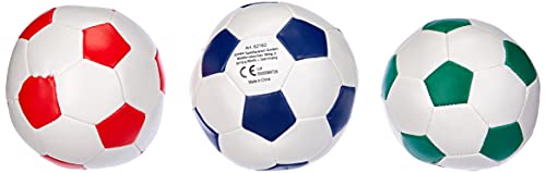 Lena-Juego fútbol Blandas de Color Blanco con Azul, Verde o Rojo, 3 10 cm Cada una, para Interior y Exterior, Pelotas de Deporte Suaves para niños a Partir de 12 m, (SiMM Spielwaren 62163)