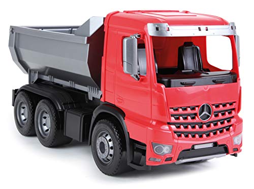 Lena Worxx 04610 – Volquete Mercedes Benz Arocs, Aprox. 45 cm, vehículo de construcción para niños a Partir de 3 años, Resistente volquete con volquete bloqueable y portón Trasero móvil