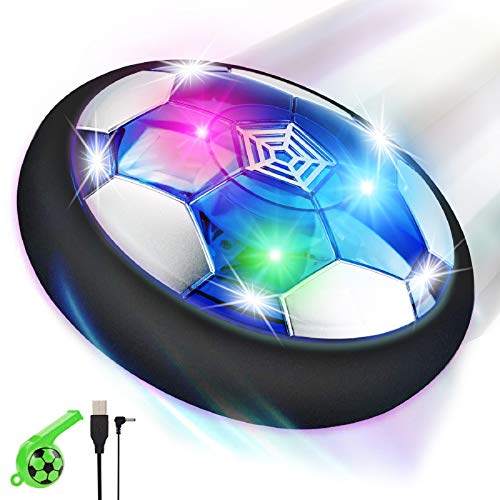 lenbest Air Football, Air Hover Ball Soccer, Juguetes Aire Fútbol con LED, Niños Air Power Soccer Juguetes Divertido para Interiores y Exteriores con Parachoques de Espuma Suave, Luces LED y Silbato