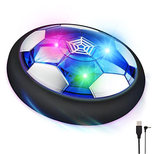 lenbest Balón Fútbol Flotante, Juguete Aire Fútbol con Led y Protectores de Espuma Suave, Air Power Soccer, Regalos Cumpleaños Navidad, Juguete Deportivo para Niños 4 5 6 7 8 9 10 11 12 Años