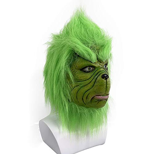 LePyCos Grinch Máscara de Navidad Halloween Látex Deluxe Party Cosplay Props (máscara1)