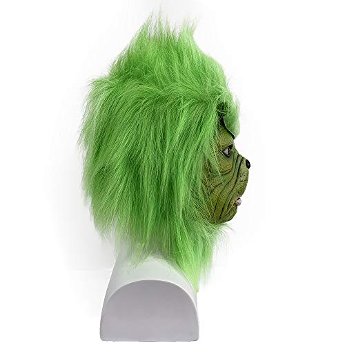 LePyCos Grinch Máscara de Navidad Halloween Látex Deluxe Party Cosplay Props (máscara1)