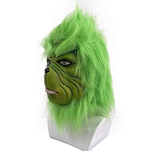 LePyCos Grinch Máscara de Navidad Halloween Látex Deluxe Party Cosplay Props (máscara1)