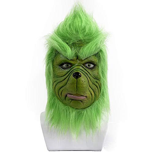 LePyCos Grinch Máscara de Navidad Halloween Látex Deluxe Party Cosplay Props (máscara1)