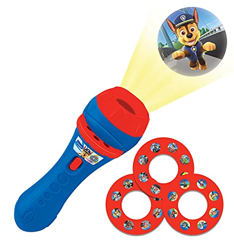 LEXIBOOK- Patrulla Canina-Linterna de Bolsillo con proyector 3 Discos and 24 imágenes Paw Patrol