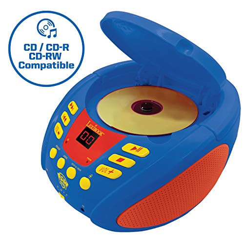 LEXIBOOK Paw Patrol-Lector de CD Bluetooth Portátil, Efectos Multicolores, Entrada para micrófono, AUX IN, AC o Funciona con batería, Niños, Azul/Rojo, RCD109PA