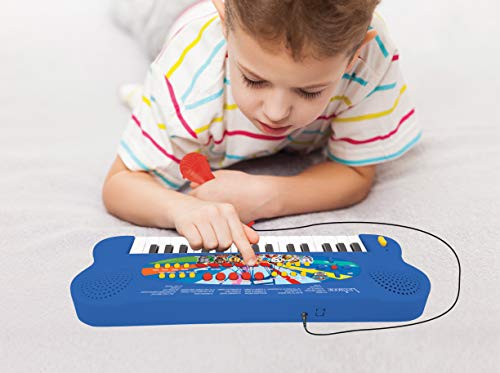 LEXIBOOK Paw Patrol Teclado electrónico, Piano de 32 Teclas, Micrófono para Cantar, 22 Canciones de demostración, operado con batería, Azul/Rojo