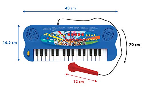 LEXIBOOK Paw Patrol Teclado electrónico, Piano de 32 Teclas, Micrófono para Cantar, 22 Canciones de demostración, operado con batería, Azul/Rojo