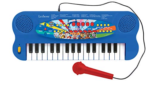 LEXIBOOK Paw Patrol Teclado electrónico, Piano de 32 Teclas, Micrófono para Cantar, 22 Canciones de demostración, operado con batería, Azul/Rojo