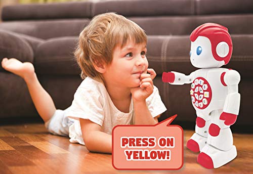 LEXIBOOK- Powerman - Juguete Interactivo Inteligente de Aprendizaje para niños, Bailando, Reproduce música, números, Formas, Colores para niño y niña, Robot, Junior, Rojo/Blanco