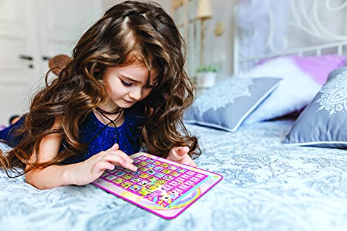 LEXIBOOK- Tablet Educativa Parlante Bilingüe Unicornio, Juguete para Aprender Letras, numeros, Vocabulario y música, Idiomas Español/Inglès, Rosa