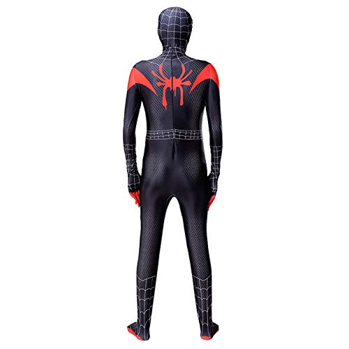 LGYCB Traje de máscara de Spiderman Miles Morales, Mono Negro de Spiderman, Trajes de Juego de rol, superhéroes, Disfraces de Halloween para Hombres y niños,Myers-Adult XL(175~185cm)