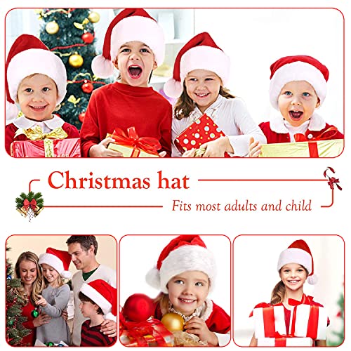 LGZIN 2 Piezas Gorro de Navidad, Gorro navideño, Gorro de Papá Noel, Sombreros Navideños, Gorro de Santa, Rojo Gorros de Navidad, para Fiesta Festiva de Año Nuevo para Unisex (Niño: 28*38cm)