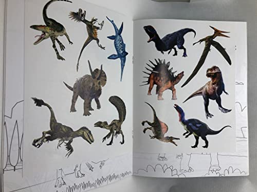 libro dinosaurios + pegatinas dinosaurios y libro colorear animales + pegatinas animales y 1 paquete de rotuladores de colores. x2 cuadernos para colorear para niños de todas las edades.