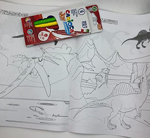 libro dinosaurios + pegatinas dinosaurios y libro colorear animales + pegatinas animales y 1 paquete de rotuladores de colores. x2 cuadernos para colorear para niños de todas las edades.