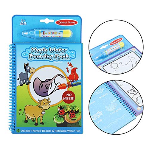 Libro para colorear y pintar con agua, libro de dibujo para colorear con agua mágica portátil para niños que pintan un regalo educativo con una pluma(Animal)