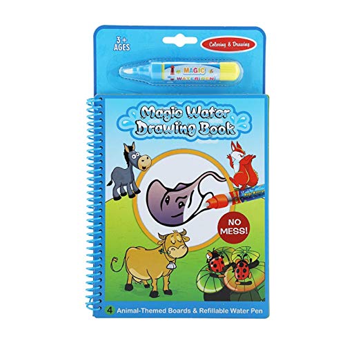 Libro para colorear y pintar con agua, libro de dibujo para colorear con agua mágica portátil para niños que pintan un regalo educativo con una pluma(Animal)