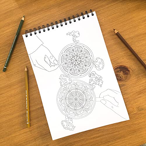 Libro Tea & Mandalas colorear adultos con app en español de Minitips para colorear, papel grueso y espiral, impresión a una cara y tamaño A4