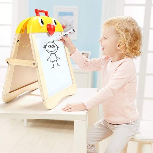 Lihgfw Tablero de Dibujo de Doble Cara Pintada Junta magnético Tablero de Escritura Inicio del bebé pequeña Pizarra Tablero de Dibujo Apto for niños Mayores de 1 año (Color : Natural)