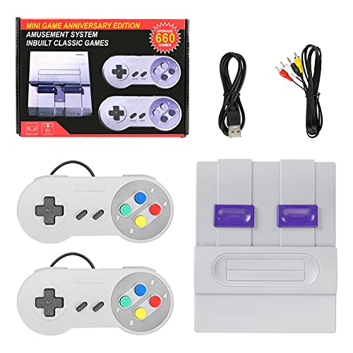 LINGSFIRE Consola de juegos retro, mini consola de juegos con salida AV con 660 juegos incorporados, consola de juegos clásica roja y blanca con controlador de 2 jugadores