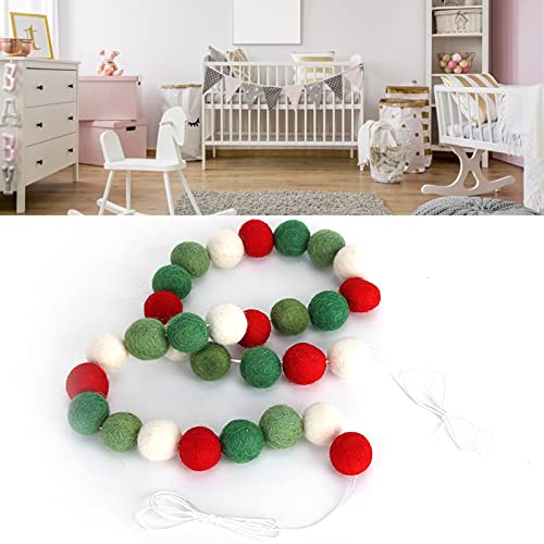 linxiaojix Garland Bola Mullida Pom, Rojo, Verde, Blanco, Bola de Felpa, Guirnalda, Bola Mullida, Cadena Colgante, Decoración para Fiesta de Cumpleaños, Decoración Navideña