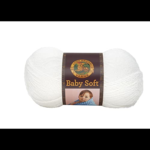 Lion Brand Yarn Company 1 pieza Babysoft Pompadour, Blanco bebé