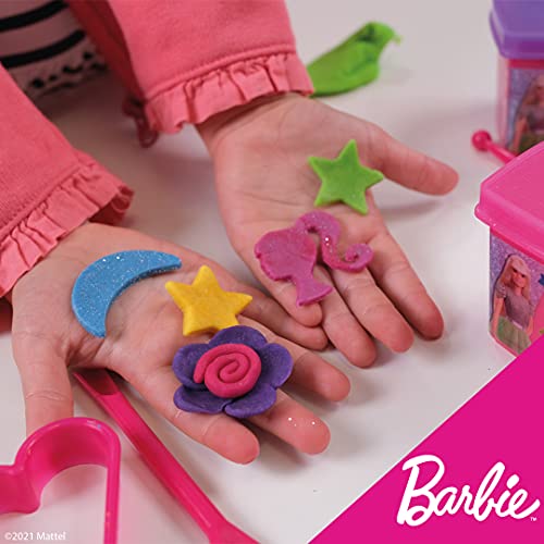 Lisciani, Barbie Glitter Dough Kit Casa, 5 Botes en Forma de corazón, Plastilina con Purpurina, Pack 5 x 100 g, 88850-Juego Creativo para niñas a Partir de 3 años, Multicolor (88850)