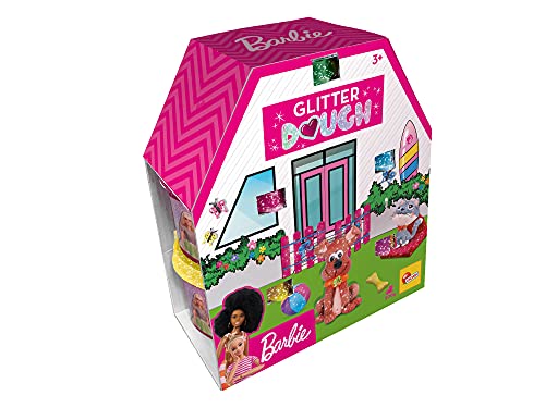 Lisciani, Barbie Glitter Dough Kit Casa, 5 Botes en Forma de corazón, Plastilina con Purpurina, Pack 5 x 100 g, 88850-Juego Creativo para niñas a Partir de 3 años, Multicolor (88850)