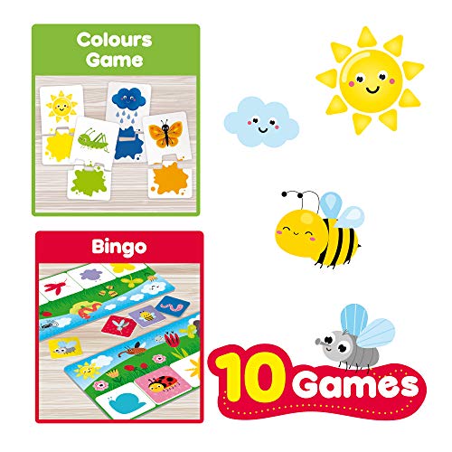 Lisciani - Carotina Baby Colección de 10 juegos educativos para niños a partir de 2 años - Colores, números, formas, memoria, Lógica y mucho más (80243)