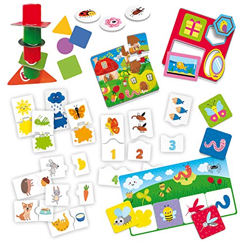 Lisciani - Carotina Baby Colección de 10 juegos educativos para niños a partir de 2 años - Colores, números, formas, memoria, Lógica y mucho más (80243)