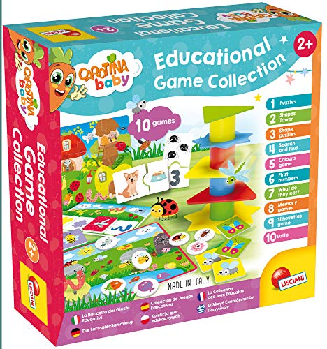 Lisciani - Carotina Baby Colección de 10 juegos educativos para niños a partir de 2 años - Colores, números, formas, memoria, Lógica y mucho más (80243)