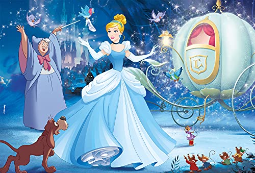 Lisciani - Puzzle in a Tub Doble Cara con Reverso para Colorear 60 Piezas con 4 rotuladores incluidos Disney Princesas Puzle para niños a partir de 3 años (86191)