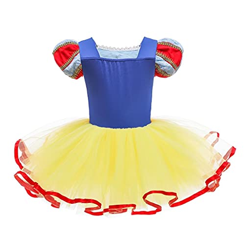 Lito Angels Disfraz Bailarina de Ballet Princesa Blancanieves para Niñas, Vestido Maillot de Danza Baile con Falda Tutu, Talla 6 a 7 Años, Amarillo