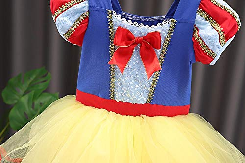 Lito Angels Disfraz Bailarina de Ballet Princesa Blancanieves para Niñas, Vestido Maillot de Danza Baile con Falda Tutu, Talla 6 a 7 Años, Amarillo