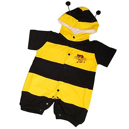 Lito Angels Disfraz de Abeja para Bebé Niñas Body Mono Mamelucos Onesie Vestido de Fiesta Verano Cumpleaños con Capucha Talla 6-12 Meses