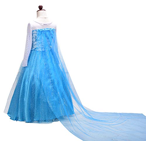 Lito Angels Disfraz de Princesa Elsa Reina de Nieve Vestido de Reino del Hielo con capa Desmontable para Niñas, Talla 11-12 años, E