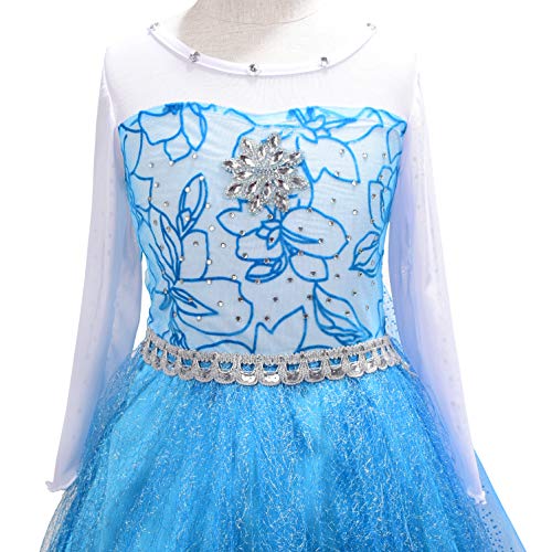 Lito Angels Disfraz de Princesa Elsa Reina de Nieve Vestido de Reino del Hielo con capa Desmontable para Niñas, Talla 11-12 años, E