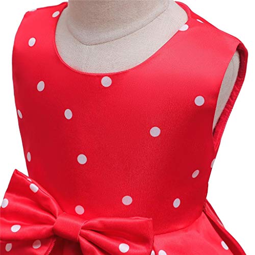 Lito Angels Disfraz Minnie Mouse para Niña, Vestido de Fiesta de Cumpleaños y Navidad Talla 3-4 años, Lunares Rojos