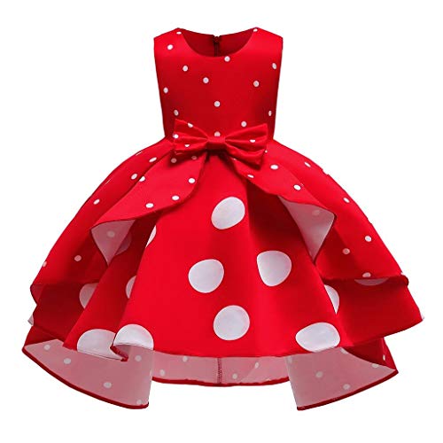 Lito Angels Disfraz Minnie Mouse para Niña, Vestido de Fiesta de Cumpleaños y Navidad Talla 3-4 años, Lunares Rojos