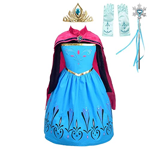 Lito Angels Vestido de Coronación de Princesa Elsa para Niñas Pequeños Disfraz de Reino del Hielo con Capa y Accesorios, Talla 3-4 años