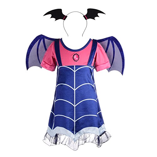 Lito Angels Vestido de Disfraz Vampirina para Niñas, con Alas de Murciélago Aro de Pelo, Talla 3-4 años, B