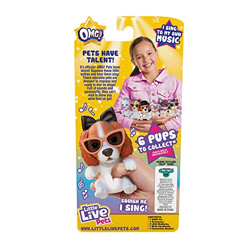 Little Live OMG Pets Have Talent - Cachorro interactivo suave y esponjoso que viene a la vida, canta, llora y come - bailarina