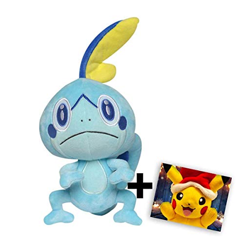 Lively Moments Pokémon Galar de peluche con espada y escudo de Nintendo Switch – Memmeon + tarjeta de felicitación gratis