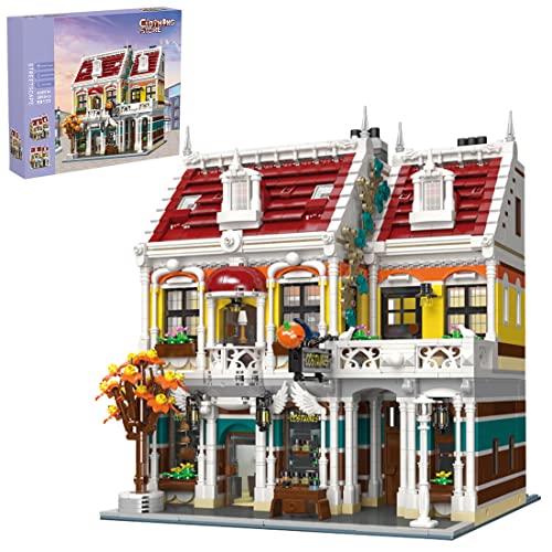 Loads Juego de construcción modular para casa, 3065 + piezas, tienda de ropa, modelo con iluminación, compatible con Lego