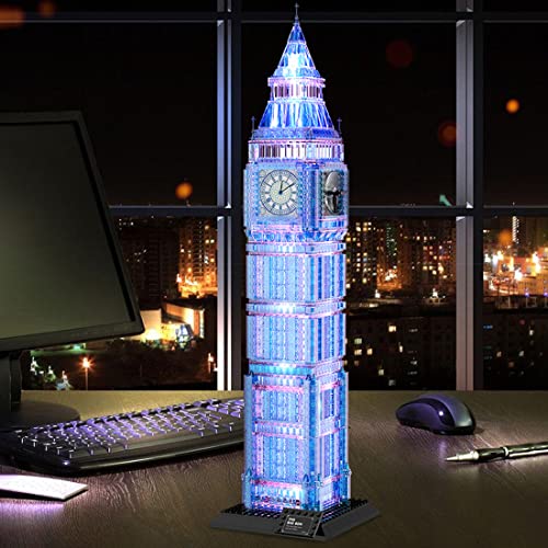 Loads Juego de construcción modular para casa con 1337 piezas de arquitectura del Big Ben de Londres con iluminación, compatible con Lego