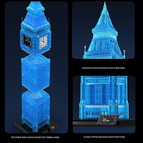 Loads Juego de construcción modular para casa con 1337 piezas de arquitectura del Big Ben de Londres con iluminación, compatible con Lego